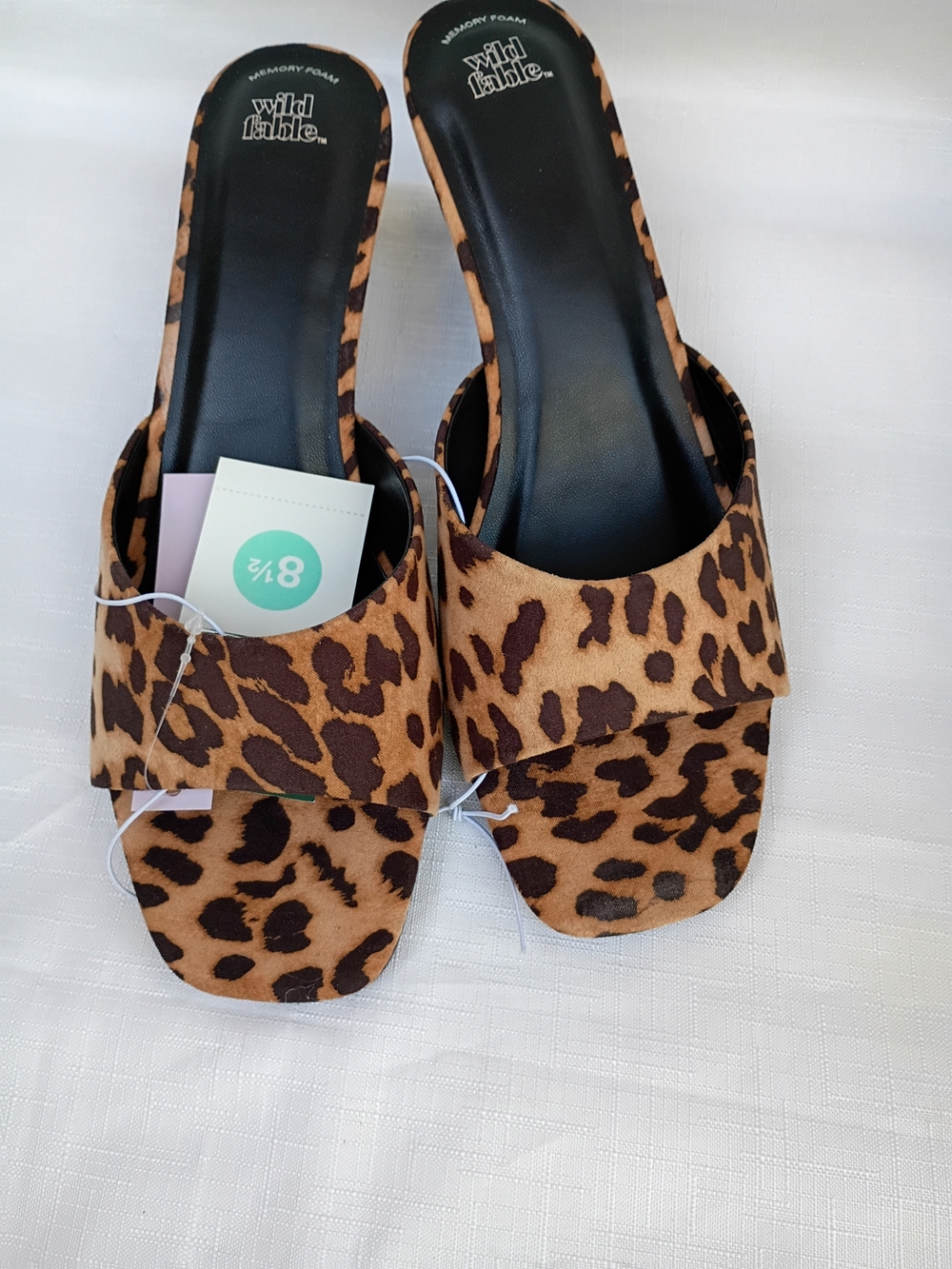 Wild Fable Leopard-Print Small Heel Sandals in Tan and Brown Size 8.5 - Picture 2 of 8